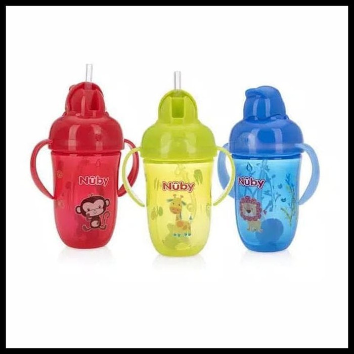 Nuby Comfort 360 Plus Flip it  Straw 270 ml  / Botol Sedotan Bayi