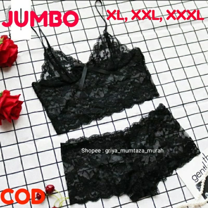 XL, XXL, XXXL SET Bra G String Jumbo / Set Lingerie Seksi Jumbo / Bisa COD / Lingerie Seksi Jumbo Li