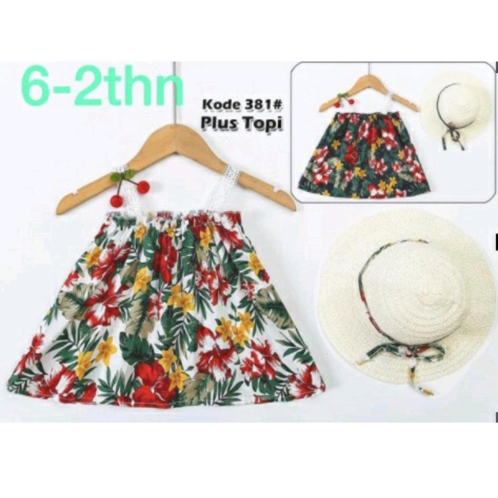 381# Dress anak// FasIon anak//fashion dress// dress anak plus topi