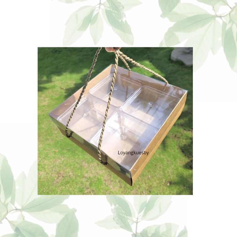 

BOX KRAFT TUTUP MIKA KOTAK KUE KOTAK NASI HAMPERS 20X20 22X22 CM KRAFT CAKE BOX