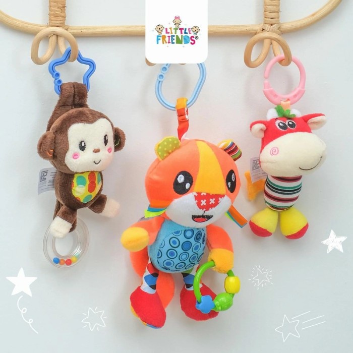 LITTLE FRIENDS Boneka Gantung Rattle Mainan Bayi Gantungan Stroller