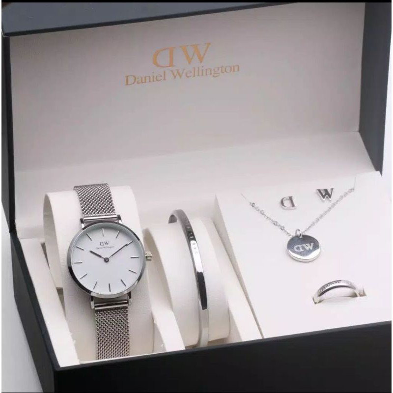 JAM TANGAN WANITA DW PREMIUM PASIR RANTAI STAINLESS PAKET