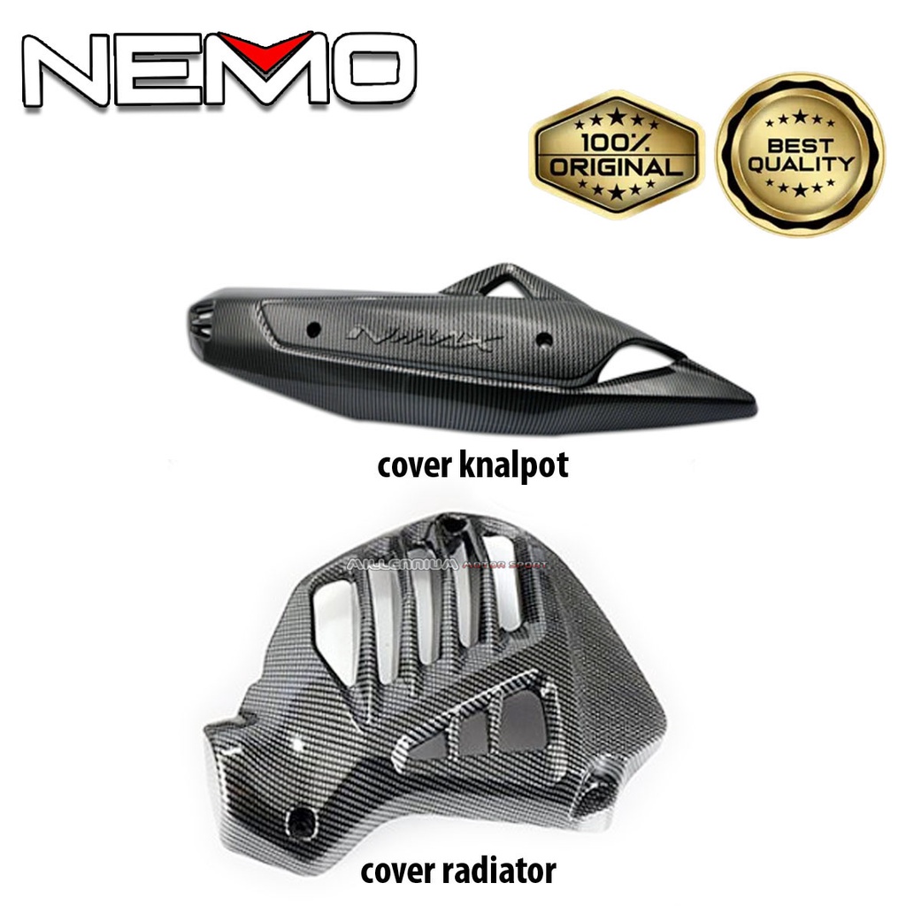 COVER RADIATOR & COVER KNALPOT NMAX OLD CARBON NEMO - satu paket