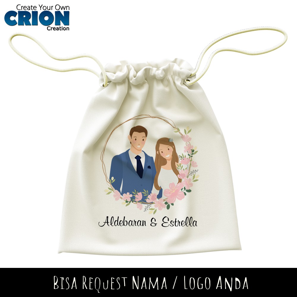 Pouch Serut Bisa Custom - Wedding Series 2 - Souvenir/Hadiah -By Crion