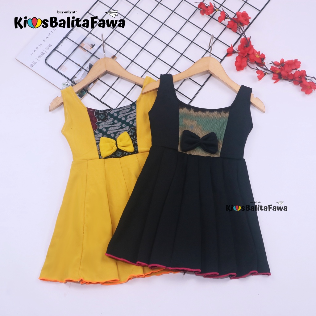 (BATIK) Dress Clairine uk 1-2 Tahun / Baju Yukensi Adem Fashion Pesta Dres Anak Perempuan