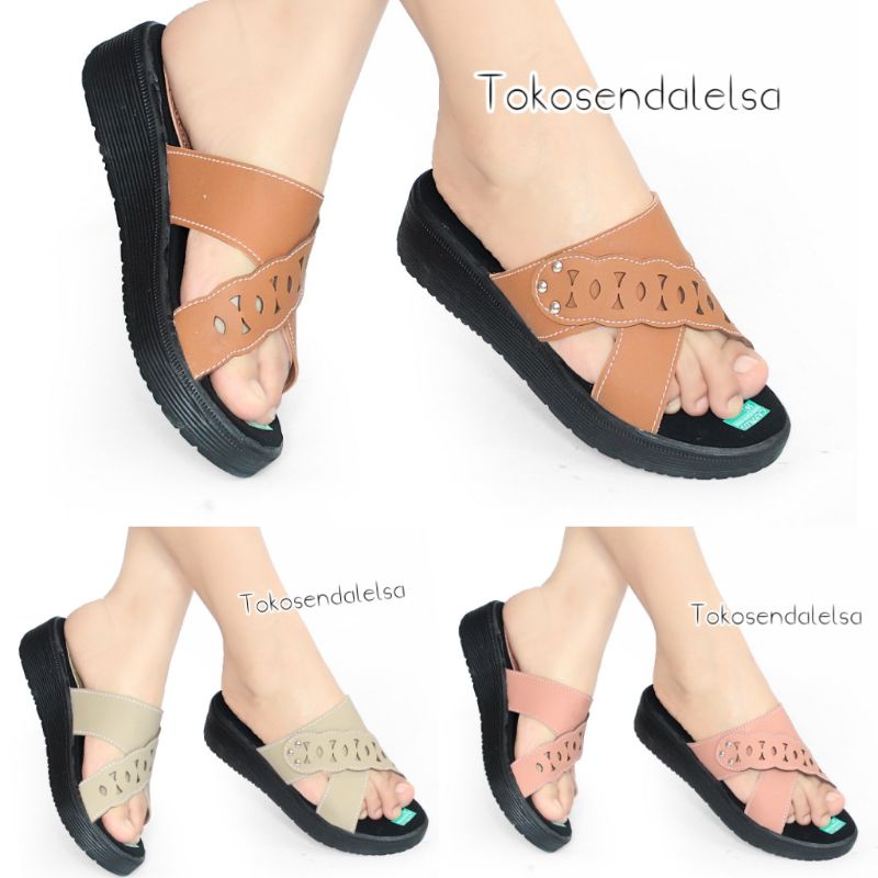 Sendal Slop Wanita Murah Sendal Wedges Casual CS15