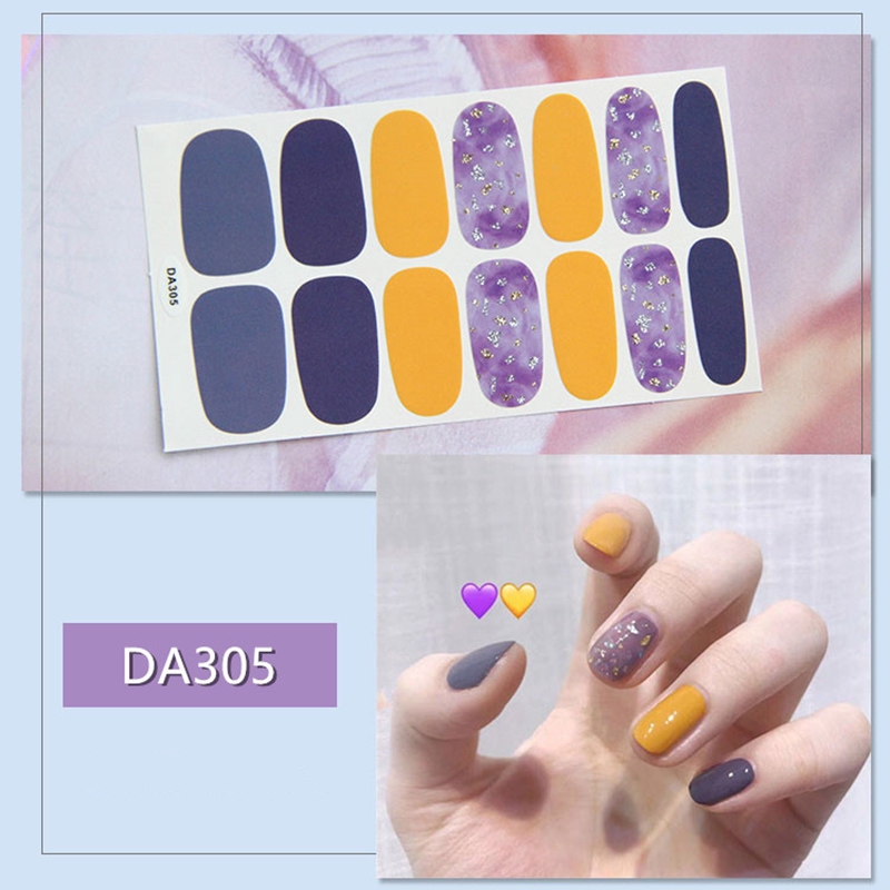 Da301-320 14pcs/lembar Stiker Kuku Palsu 3d Bronzing Untuk Nail Art Diy