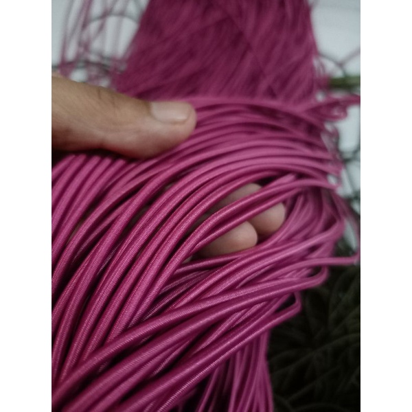 tali bulat elastis tali string elastis/tali karet bulat  3mm 13 warna( permeter)-Fushia tua