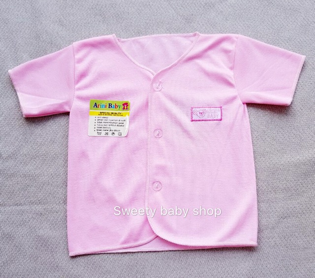 Baju bayi lengan pendek isi 6 PCS polos warna newborn 0-3m katun