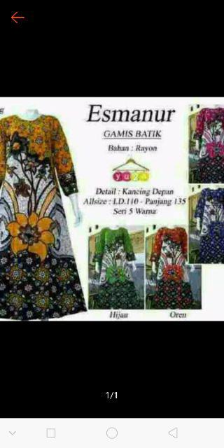 Long Dress Esmanur Gamis Batik Grosir Baju Murah Wanita Panjang Lengan Tangan Ibu Batam Tanah Abang