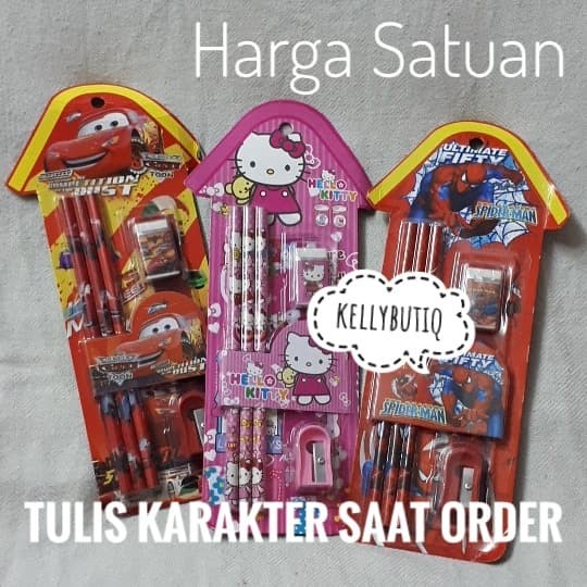 

Sale Paket Alat Tulis Anak Stationery Set Karakter Cars Hellokity Spiderman Hot Sale