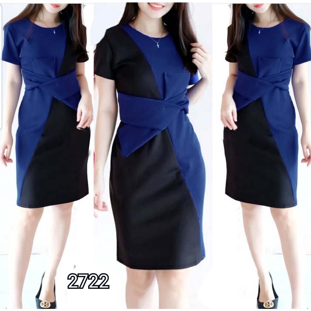 [HNFK] Dress Twotone Import / Dress / Dress Wanita / Dress Wanita Korea / Casual Dres