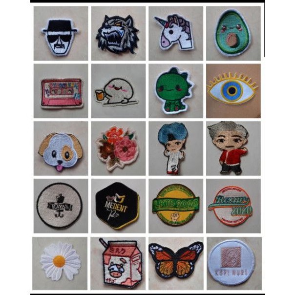 Bordir Patch Murah , Bordir Patch Man, Tiger, Dynamite, BTS 21, Pentol, Doggy, Naga, Alpukat, Daisy,