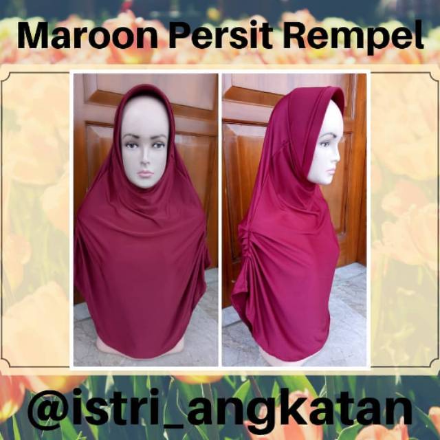 Jilbab Maroon Tumpuk Rempel