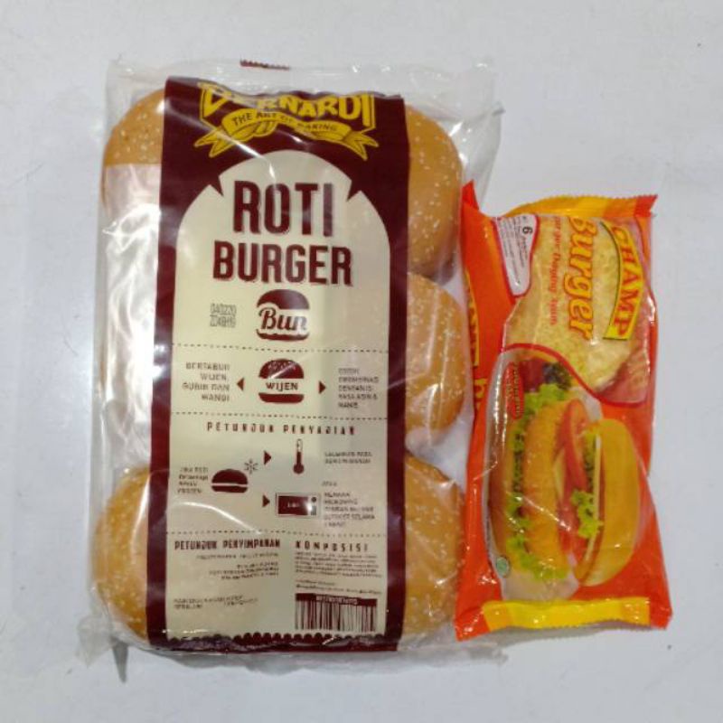 

PAKET ROTI BURGER BERNADI WIJEN+CHAMP BURGER DAGING AYAM 6PCS