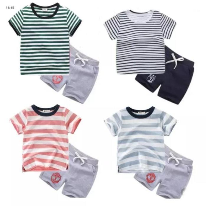 PROMO 12.12 0-7 tahun BAJU ANAK LAKI LAKI SETELAN kolor stripe  baju anak laki laki 5 tahun baju ana