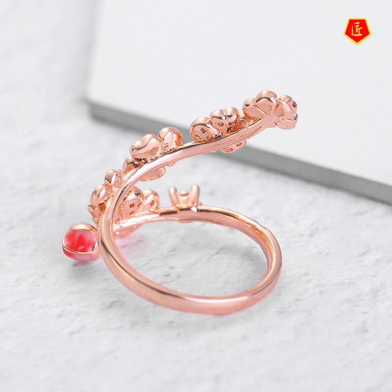 [Ready Stock]Advanced Design Full Diamond Flower Ring 18K Rose Gold