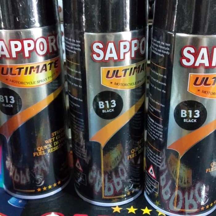 Sapporo Ultimate B13 Black Hitam Kilap Gilap Glossy Tahan Bensin 400Ml