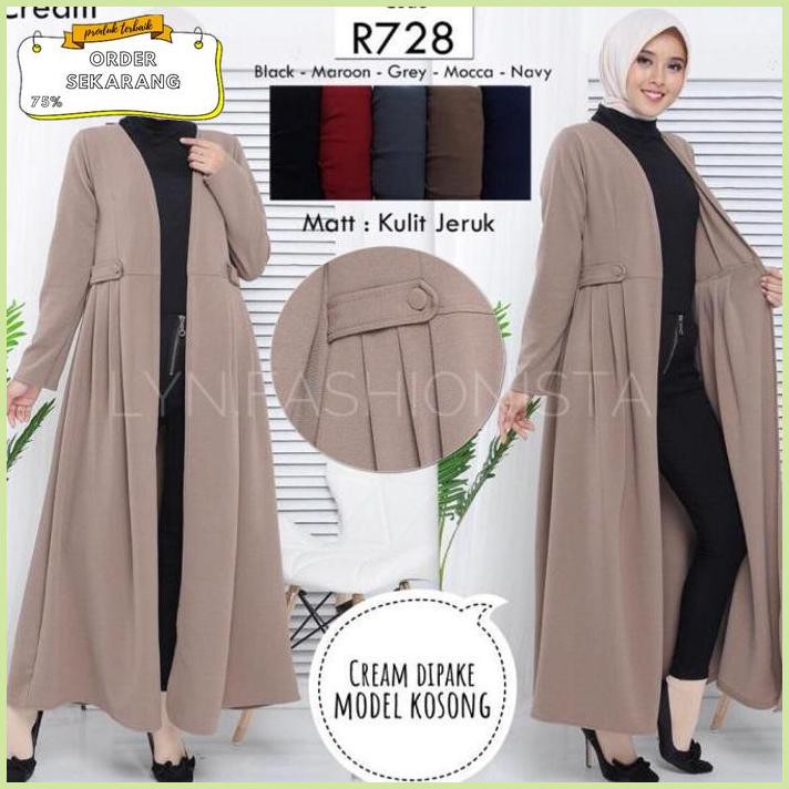 Sale LONG CARDIGAN WANITA LENGAN PANJANG/ VIKA OUTER/BLEZER GAMIS TEBAL - Moka Termurah