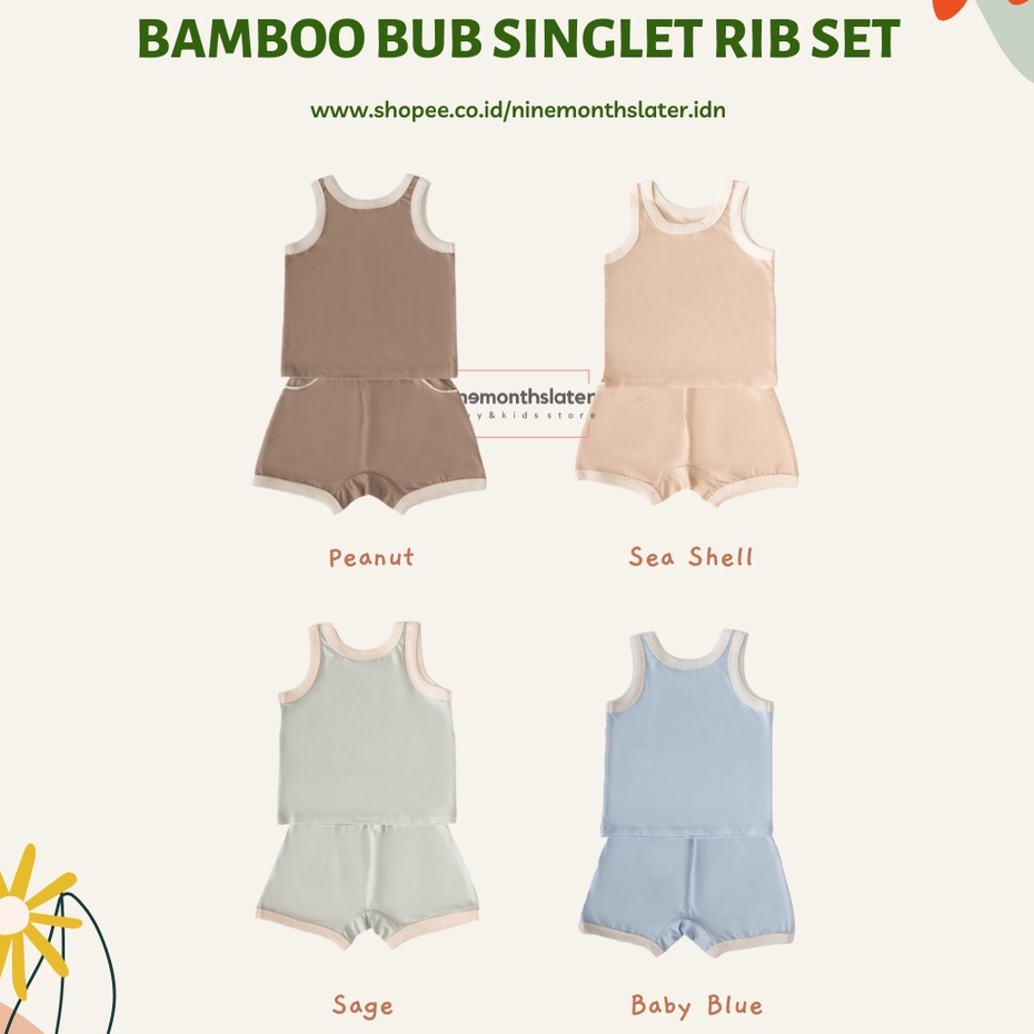 Bamboo and Bub - Singlet Rib Set Atasan Bawahan Kaos Lengan Buntung Adem Soft Bambu Oblong Sleeveless Cotton