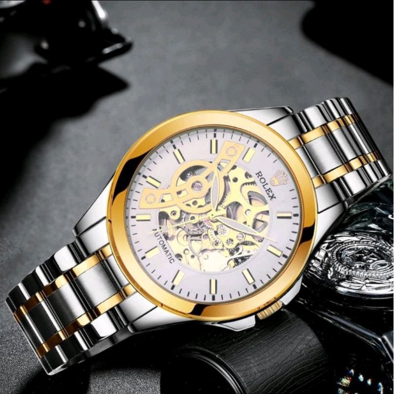 jam tangan pria/laki laki rolex rantai keren automatic sabit