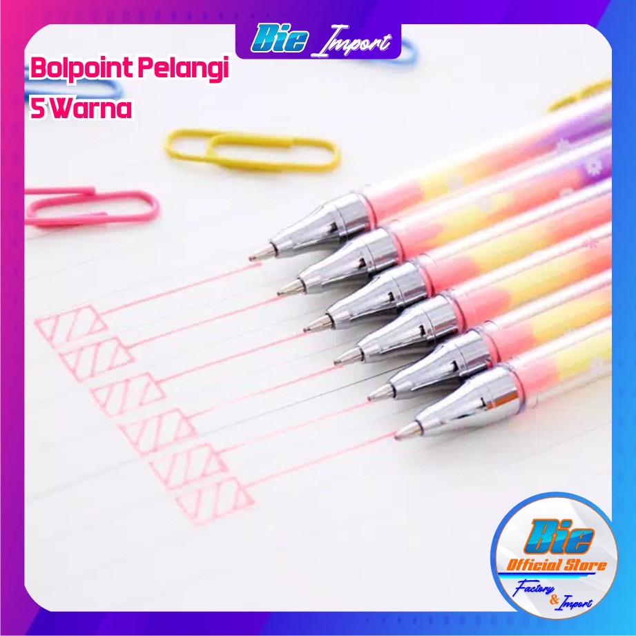 Bolpoint Rainbow 6 Warna Korean Style Impor