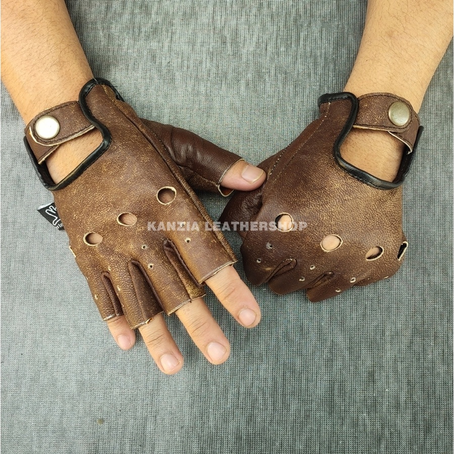 Sarung Tangan Kulit Motor Penbol Wash Leather Gloves Natural