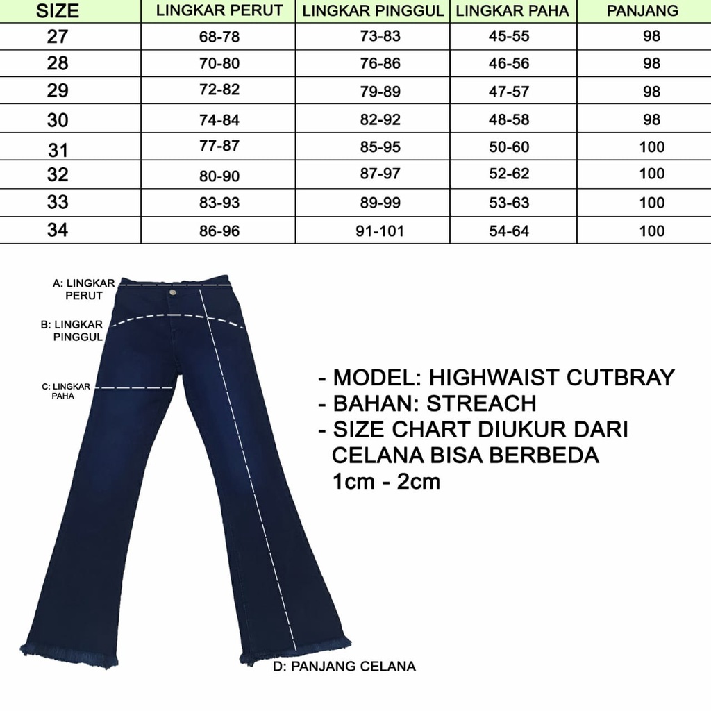 7C-G - CELANA JEANS PREMIUM HIGHWAIST CUTBRAY ABU | HIGHWAIST BOOTCUT JEANS | STREACH JEANS | 27 - 34