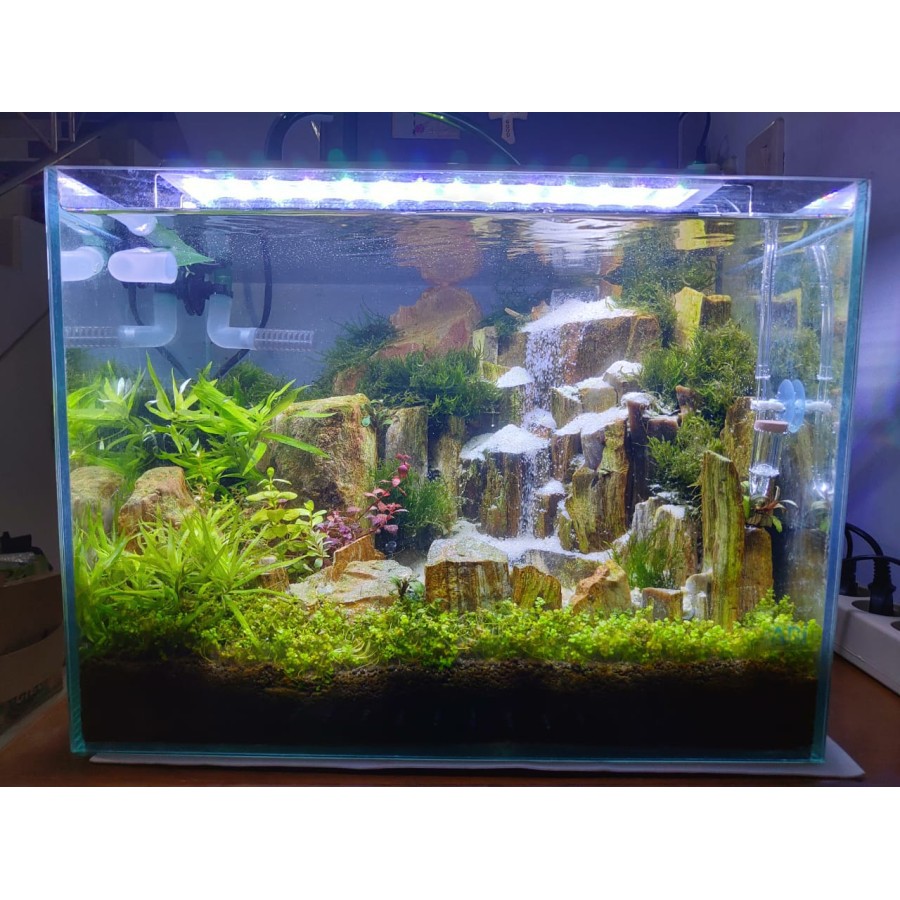 Aquascape 40cm Air Terjun bonus Lampu Tinggal Pakai
