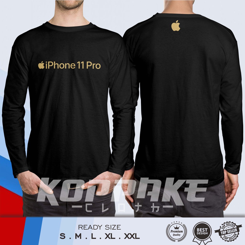Kaos iPhone 11 Pro Logo Lengan Panjang Baju Gadget