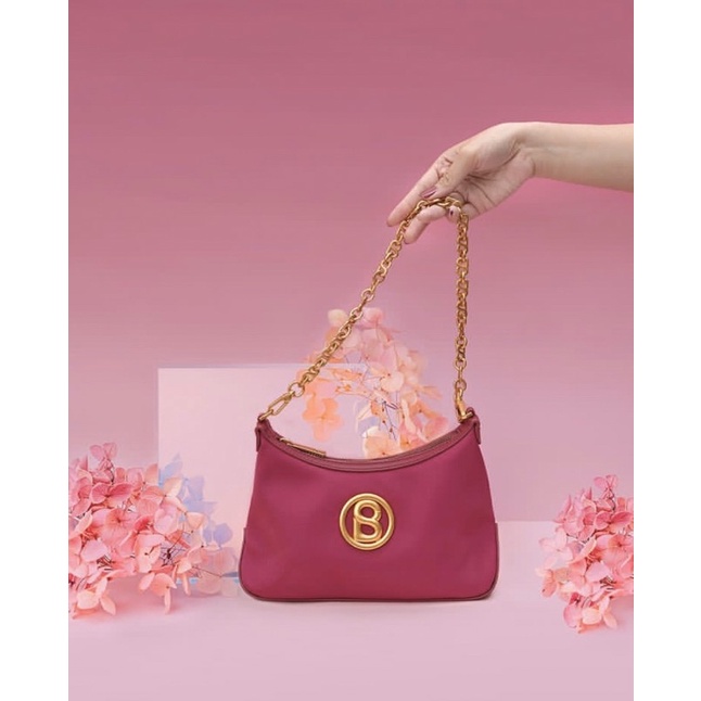 Luana nylon bag “plum” buttonscarves