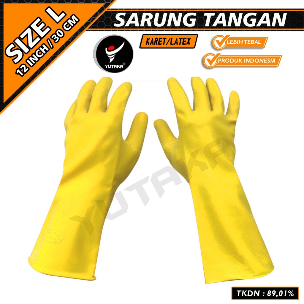 Sarung Tangan Karet 12 Inch YUTAKA kuning/sarung tangan cuci piring terlaris/murah Sarung Tangan Karet 12 Inch YUTAKA kuning