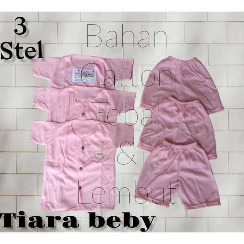 [COD] 3 STEL SETELAN POLOS PENDEK BAYI NEWBORN 0-12 BULAN