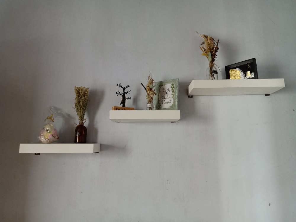 Set Rak Dinding Minimalis 3 Pcs Ukuran 30 & 30 & 40 Cm Floating Shelf Ambalan Rak Dinding Gantung