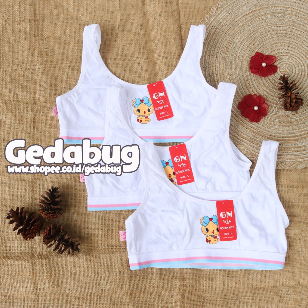 3 pcs Miniset anak warna putih pakaian dalam sekolah | Golden nick MS 361 - VI L6/N6 | Gedabug