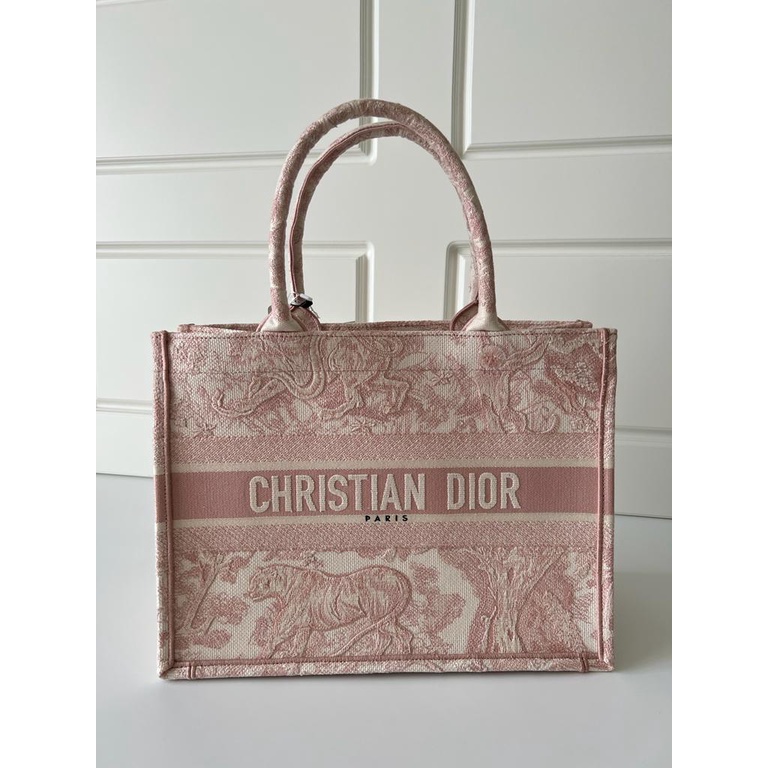 New Dior Tote Book Small 36 x 27 x 16 cm Toile De Jouy Embroidery Rose