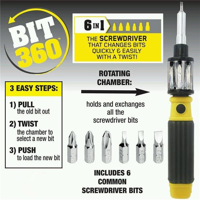 Obeng Bit 360 Obeng 6 in 1 Obeng Set Obeng Multifungsi Screwdriver BIT 360 Obeng 6 Mata Screw Slot