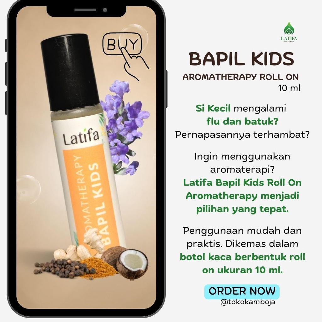 Latifa Bapil Kids Roll On 10 ml Meringankan Gejala Flu dan Batuk Anak Balita Bayi Kids Blend Essenti