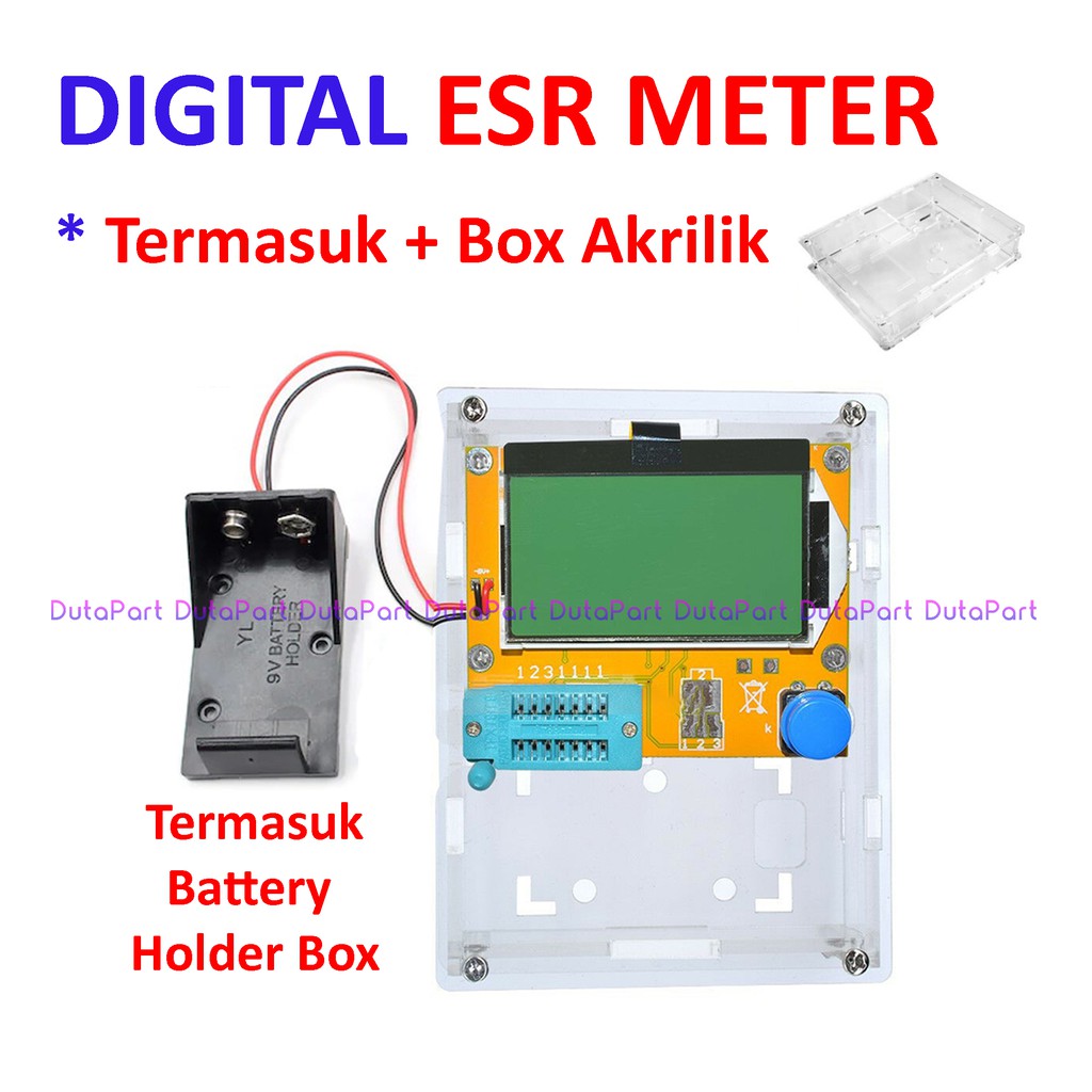 Digital ESR Meter LCR Tester Transistor Mosfet Termasuk Box Akrilik