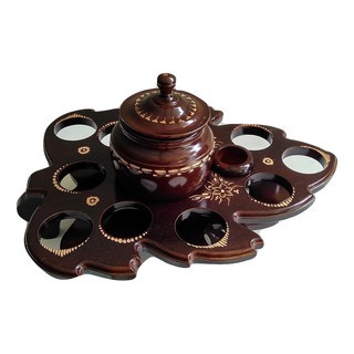 Tempat Aqua Gelas Daun Plus Toples Kayu
