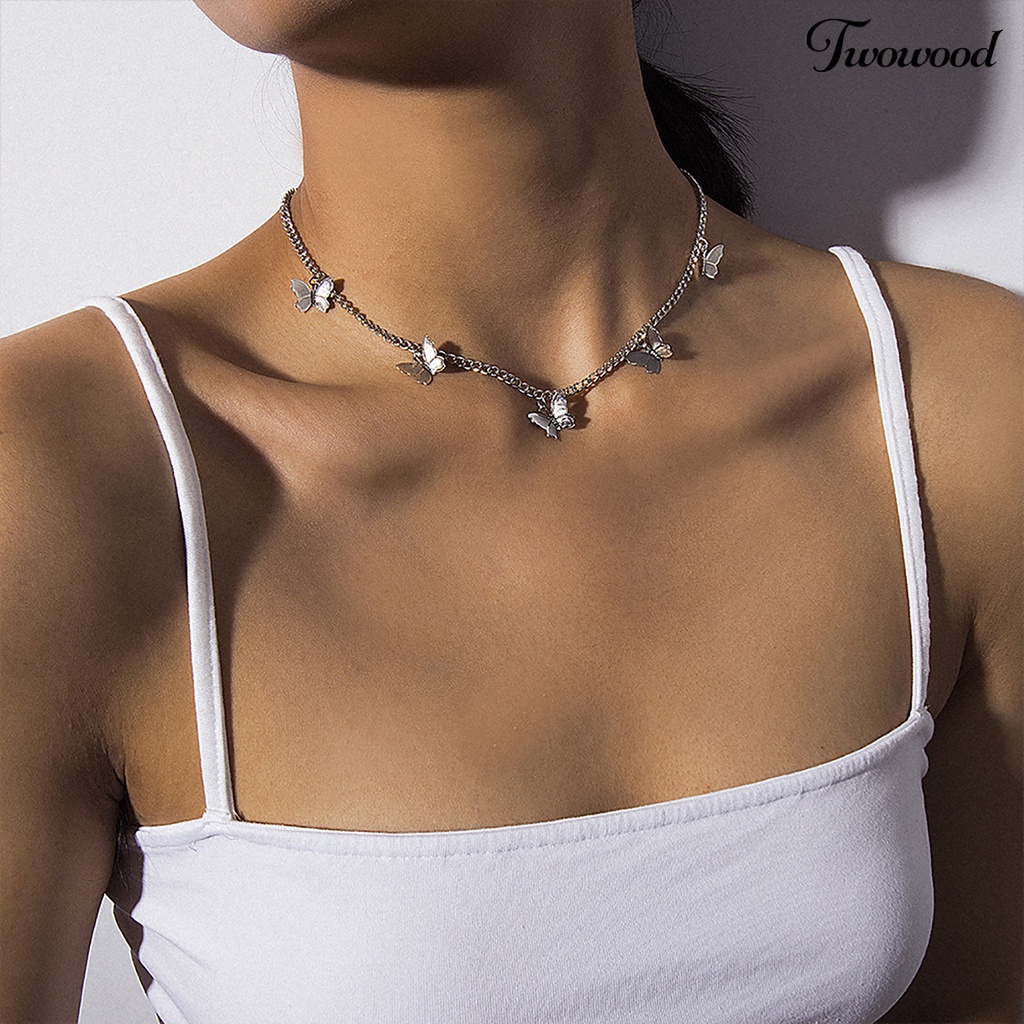 Kalung Rantai Adjustable Bahan Alloy Dengan 5 Liontin Untuk Kencan