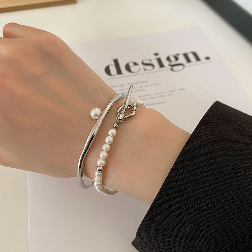 MXBEAUTY Women Bracelets 2Pcs /set Vintage Mewah Tangan Jewerly OT Gesper Double Layer Braceletss