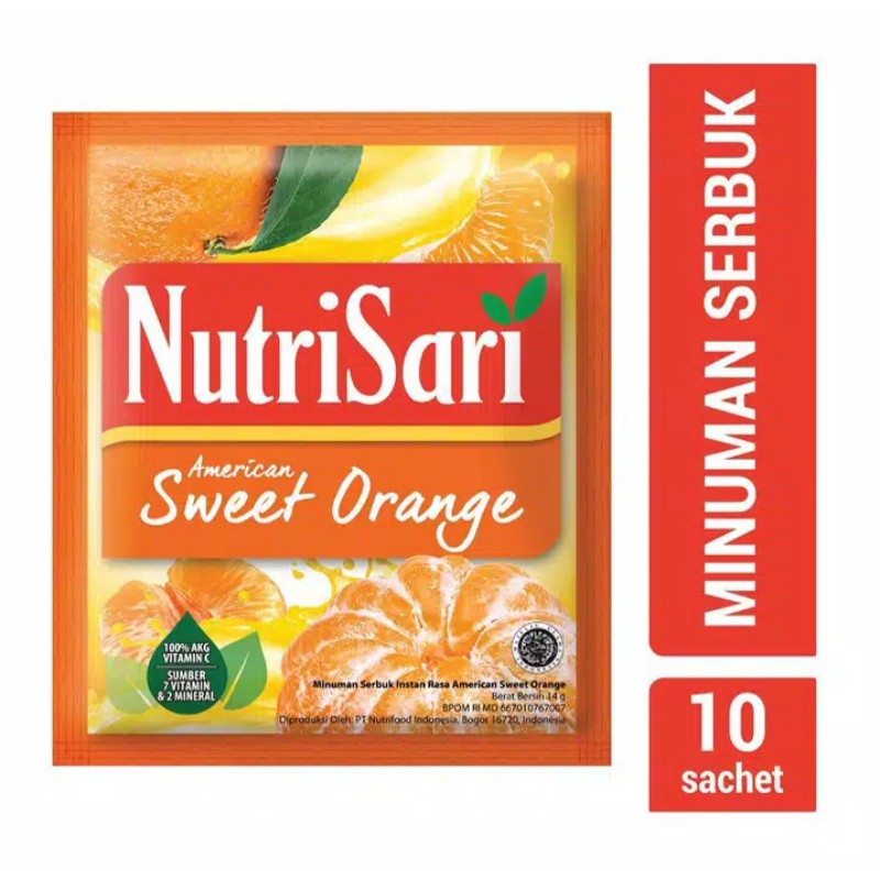 Nutrisari American Sweet Orange 14g Ram 10 Saset