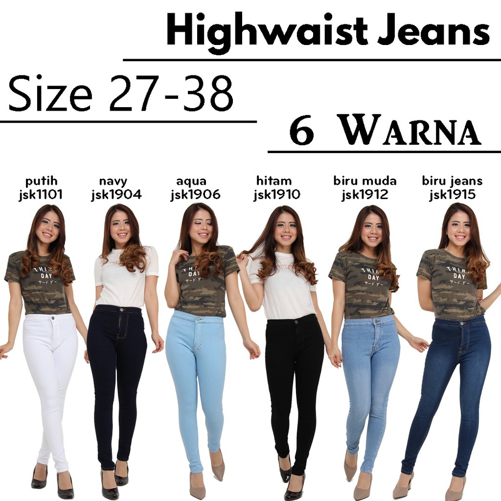  UKURAN  27 38 Celana  Panjang Wanita  Model Highwaist Jeans  