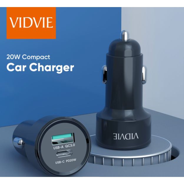 Car charger vidvie s 2 port Usb-A Qc Type-c Pd 20w 3A quick charge 3.0 cc-518c cc518c - Charger mobil