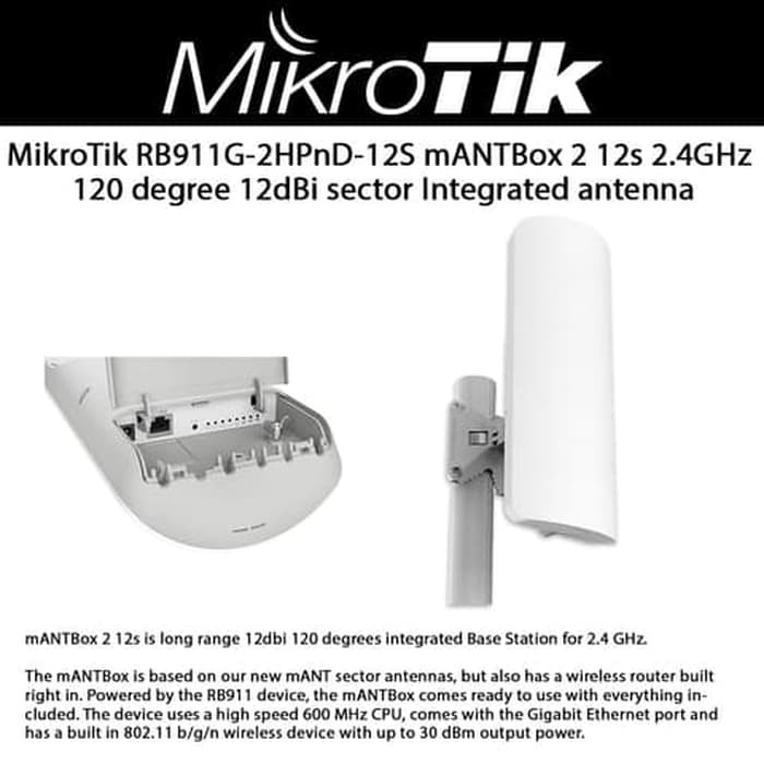 Mikrotik Embedded Sectoral 2.4Ghz MIMO RB911G-2HPnD-12S / mANTBox-12s