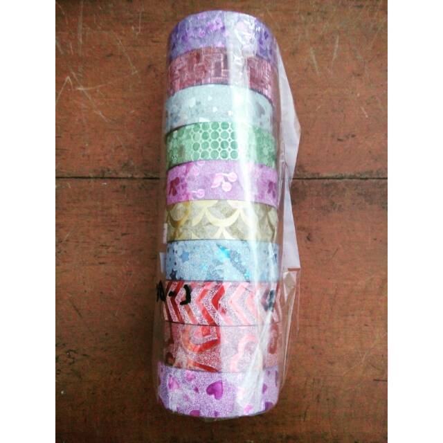 

Diskoon!! 10 pcs Selotip Metalic Glitter