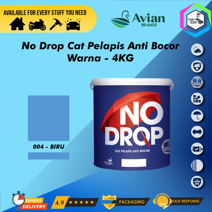 NO DROP 4KG/Galon Cat Pelapis Anti Bocor - 004 Biru