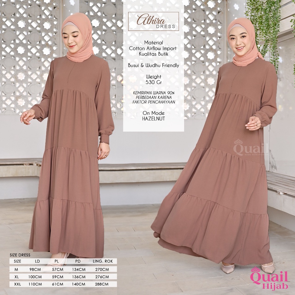 ATHIRA ORIGINAL DRESS QUAIL | GAMIS POLOS QUAIL | DRESS QUAIL | ORIGINAL TANGAN PERTAMA
