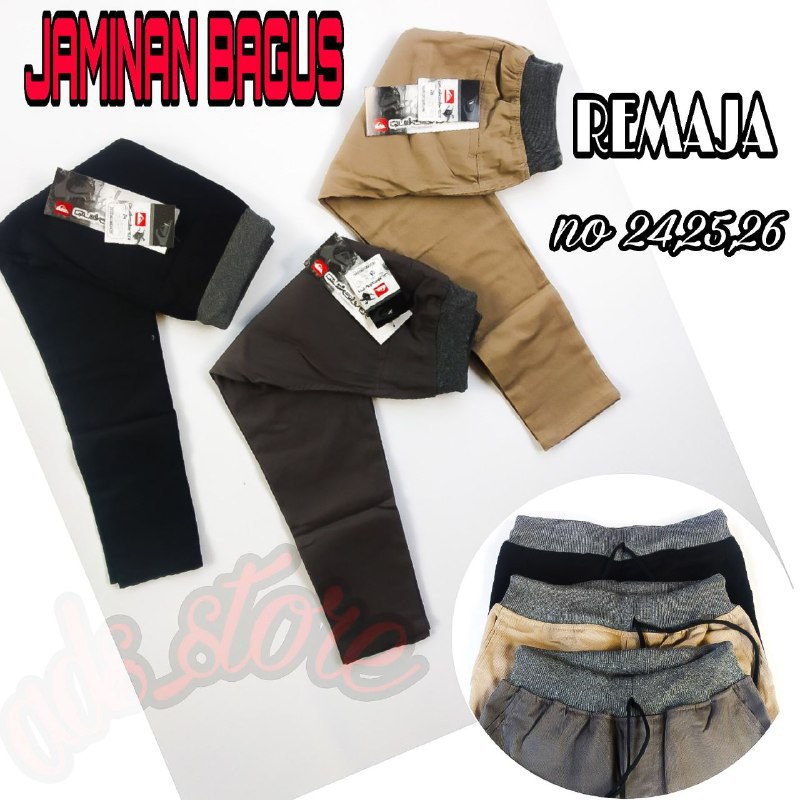 CELANA CHINO PRIA RIP PANJANG PINGGANG KARET SLIM FIT UKURAN REMAJA NOMOR 24 25 26